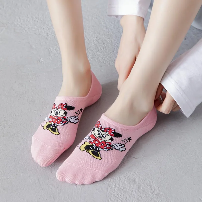 5 Pairs Disney Summer women socks kawaii Cartoon Animal Bear mouse Socks Cute Funny Invisible cotton girl Ankle Sock Size 35-40