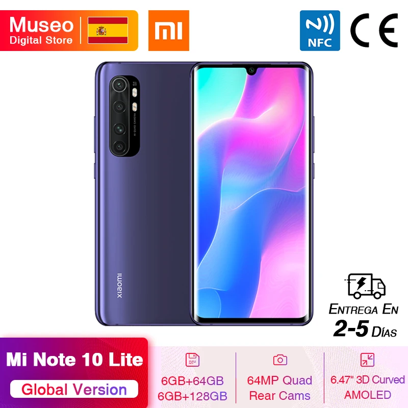 Глобальная версия Xiaomi Mi Note 10 Lite мобильный телефон 64 Гб/128 ГБ 64MP Quad камеры 6 47