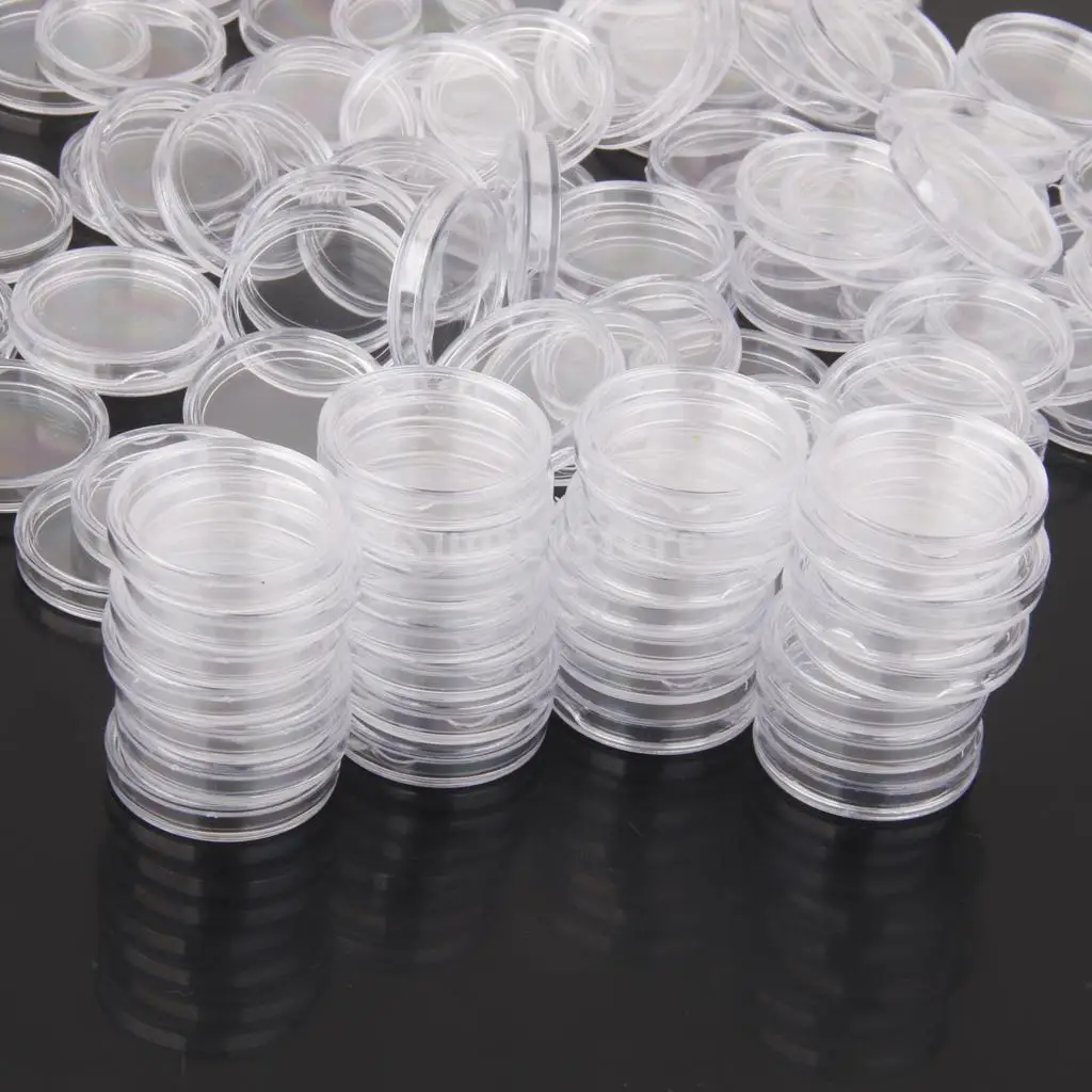 200pcs Clear Coin Capsules 21mm Round Container Holder Plastic Storage Box Display Cases Coin Organizer Collectibles Gifts