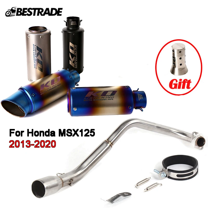 For Honda MSX125 2013-2020 Motorcycle Exhaust System Muffler Pipe Escape 51mm Front Header Tube With DB Killer Stainless Steel enlarge