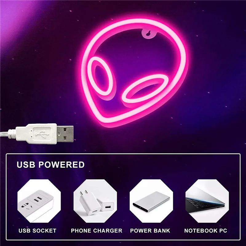 Светодиодный Ночной светильник с узором пришельцами декоративная лампа для