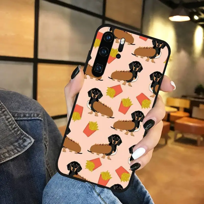 

Dachshund Dog Silhouette Phone Case Funda For Huawei P9 P10 P20 P30 Lite 2016 2017 2019 plus pro P smart