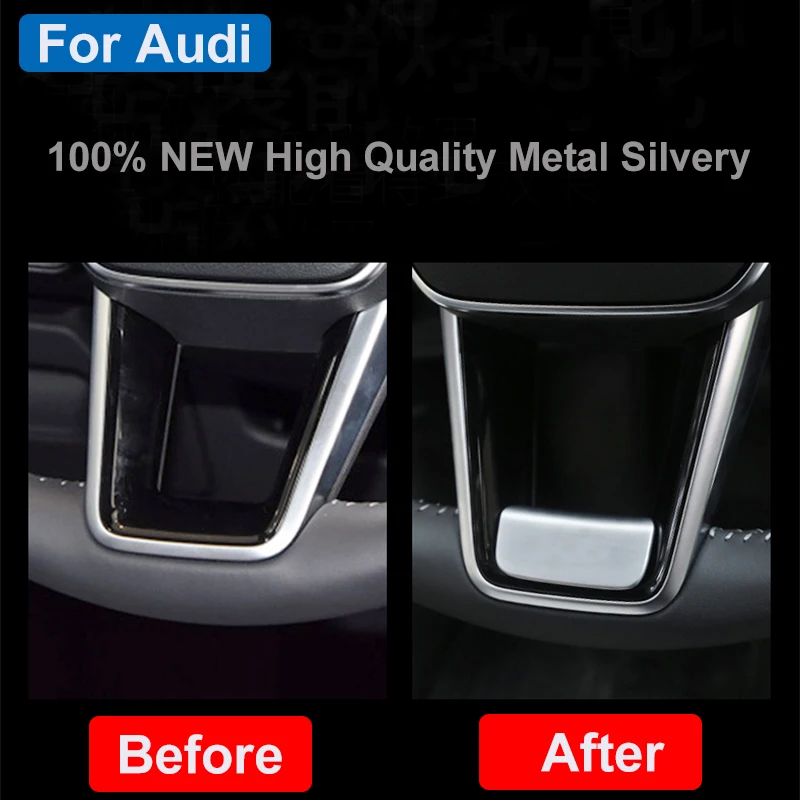 

1pcs Metal Silvery Car Interior Steering Wheel Emblem Sticker Covers 4 Rings/Silvery Red for sline A4L A6L A3 A5 Q2L