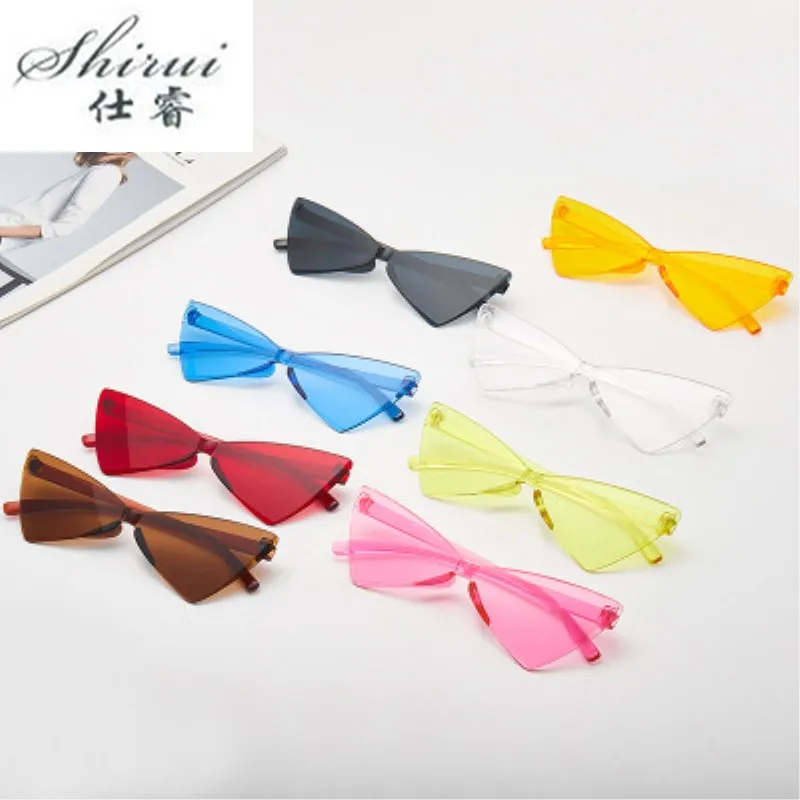 2019 Новая мода бескаркасные кошачий глаз солнцезащитные очки Женские Треугольные
