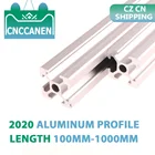 Экструзия алюминиевого профиля CZ CN, 2 шт., 2020 дюйма, длина 100 мм-1000 мм, европейский стандарт, анодированные детали для 3D-принтера CNC, сделай сам