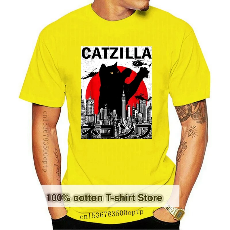 

Новинка, веселая качественная рубашка CATZILLA с кошкой, на заказ, OLDSKOOL ART