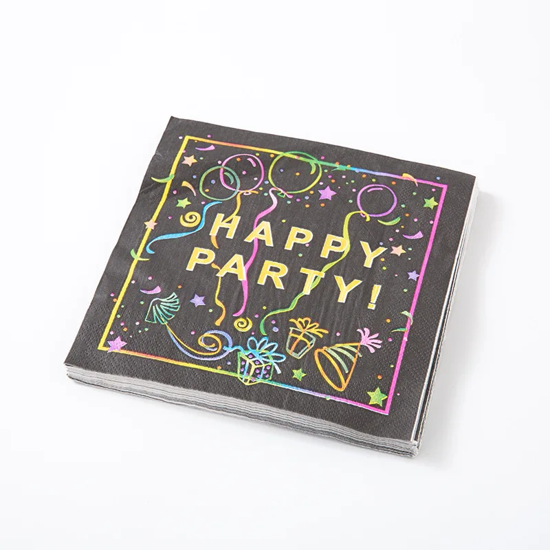 

Black Happy Birthday Party Decoration Tableware Paper Cup Plate Napkins Banner Gift Bag Baby Shower Kids Birthday Party Supplies