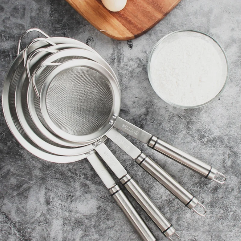 

4PCS Food Colander Kitchen Strainer Oil Strainer Flour Colander Sifter Mesh Filter Kitchen Baking Accessories