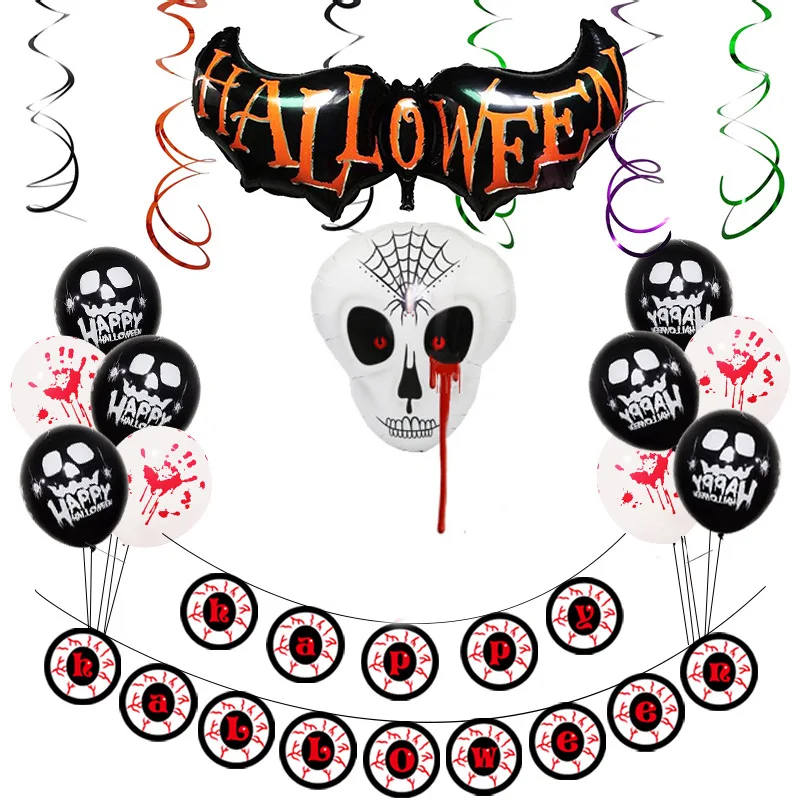 12 inch Halloween HAPPY BIRTHDAY Foil Balloons Happy Birthday Party Decoration Kids Pumpkin head skull Alphabet Air | Дом и сад