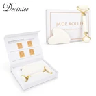 Набор из белого нефрита Для Массажа Гуаша, Нефритовый ролик против морщин и припухлости вокруг глаз, для ухода за кожей лица, для похудения