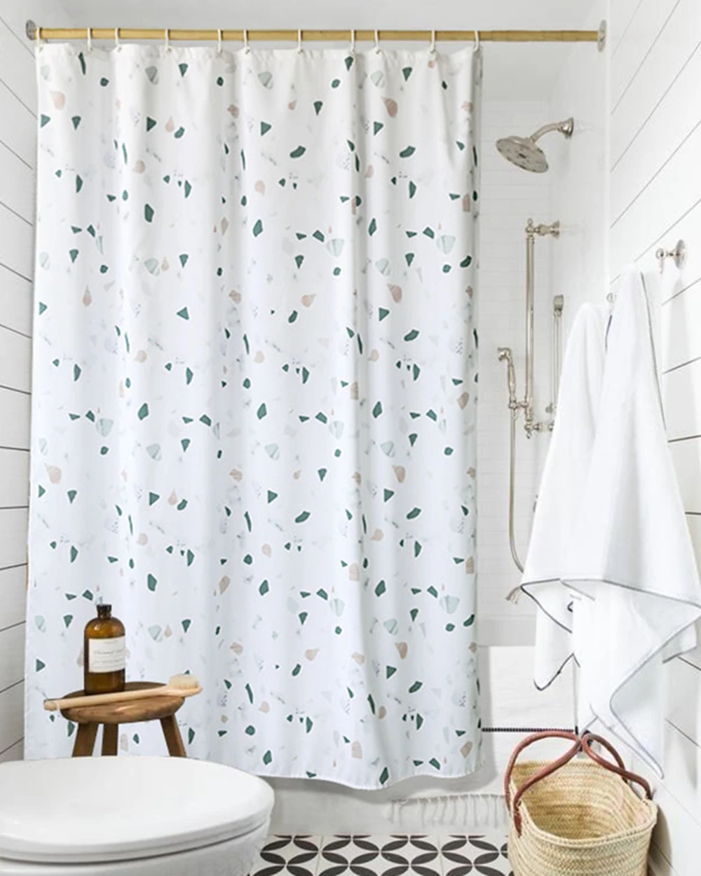 Новый не в утолщенной терраццо печати занавески для душа Ванная комната