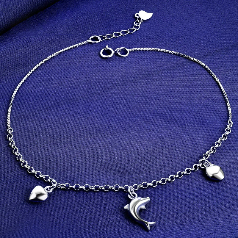 Анклет (браслет на ногу 925 серебро круглый шар браслет из бисера с симпатичным