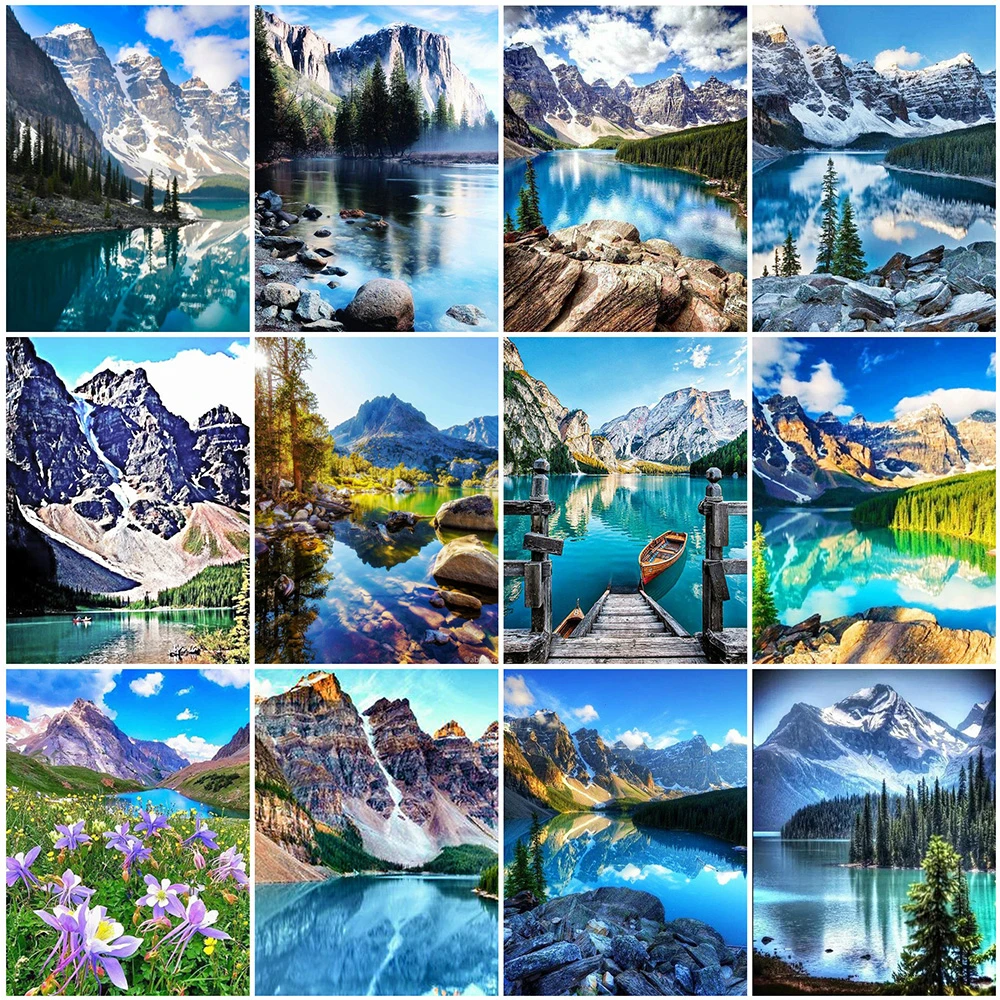 

ZOOYA Diamond Embroidery Mountain Handicrafts Full Square 5D DIY Diamond Painting Landscape Cross Stitch Lake Home Decoration