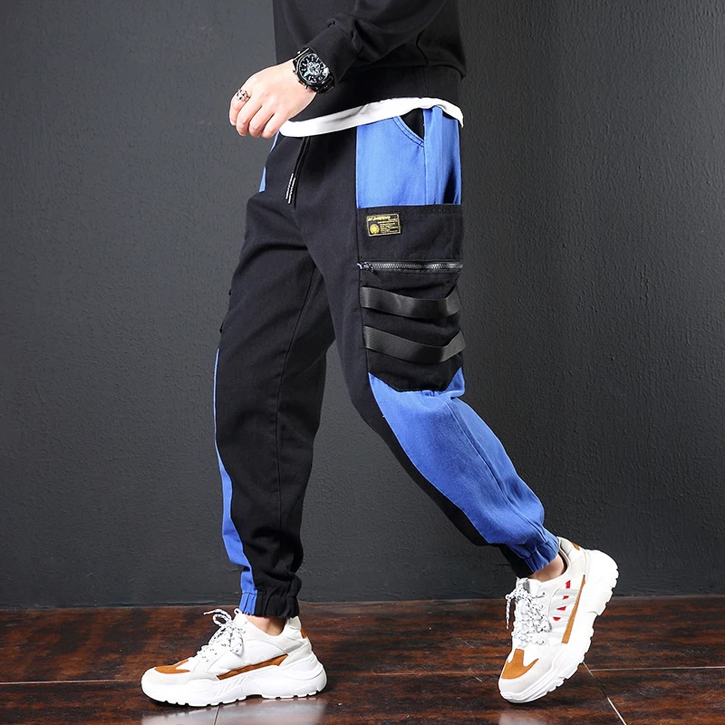 Мужские брюки-карго в стиле хип-хоп уличные спортивные брюки с отворотами и