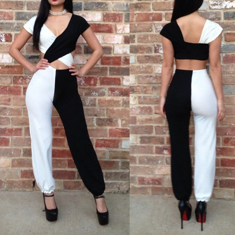 

Black High Waist Jogger Cargo Pants Winter Color Block Women Pants