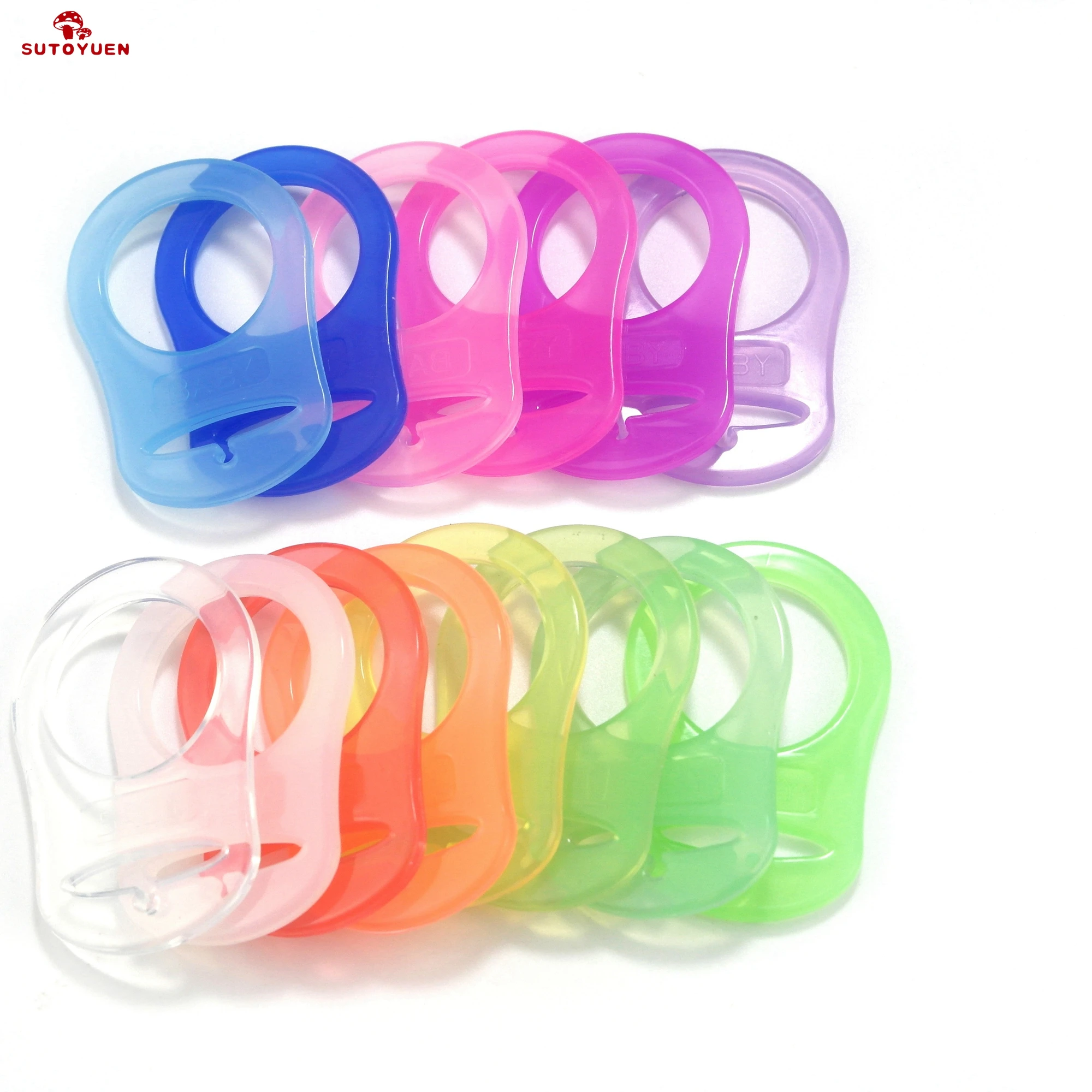 Sutoyuen 500pcs MAM Ring Button Style Pacifier Adapter Ring BPA Free Food Grade Silicone Baby Pacifier Clips Holder Rings