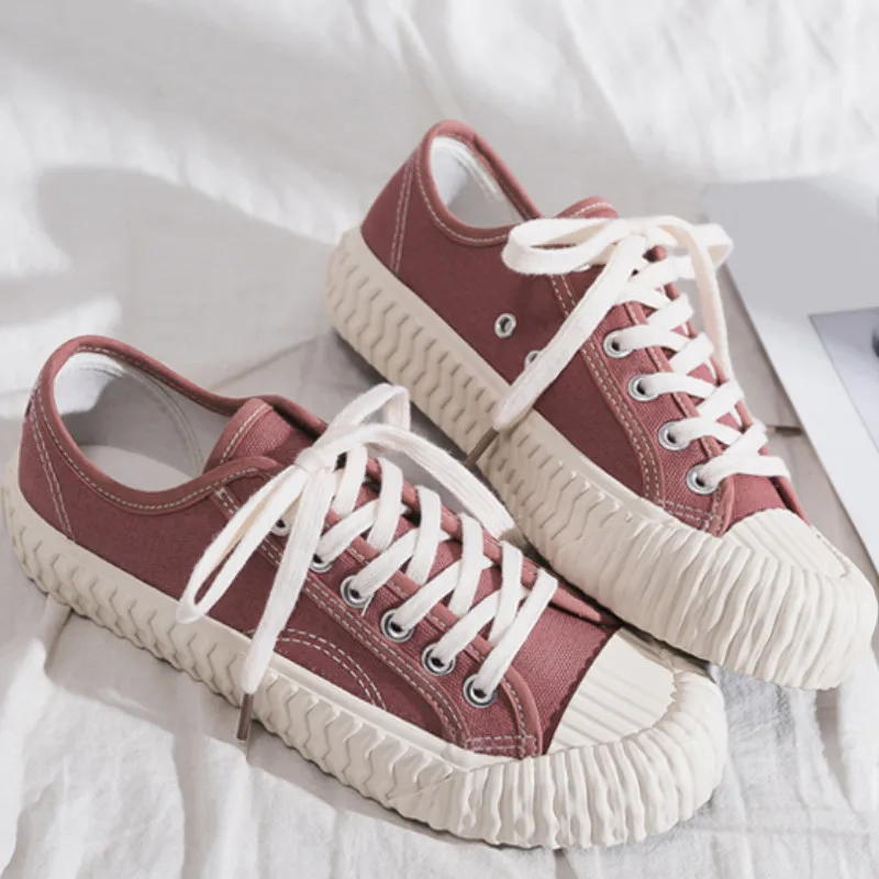 Женские холщовые кроссовки розовые с вулканизированной подошвой дышащие