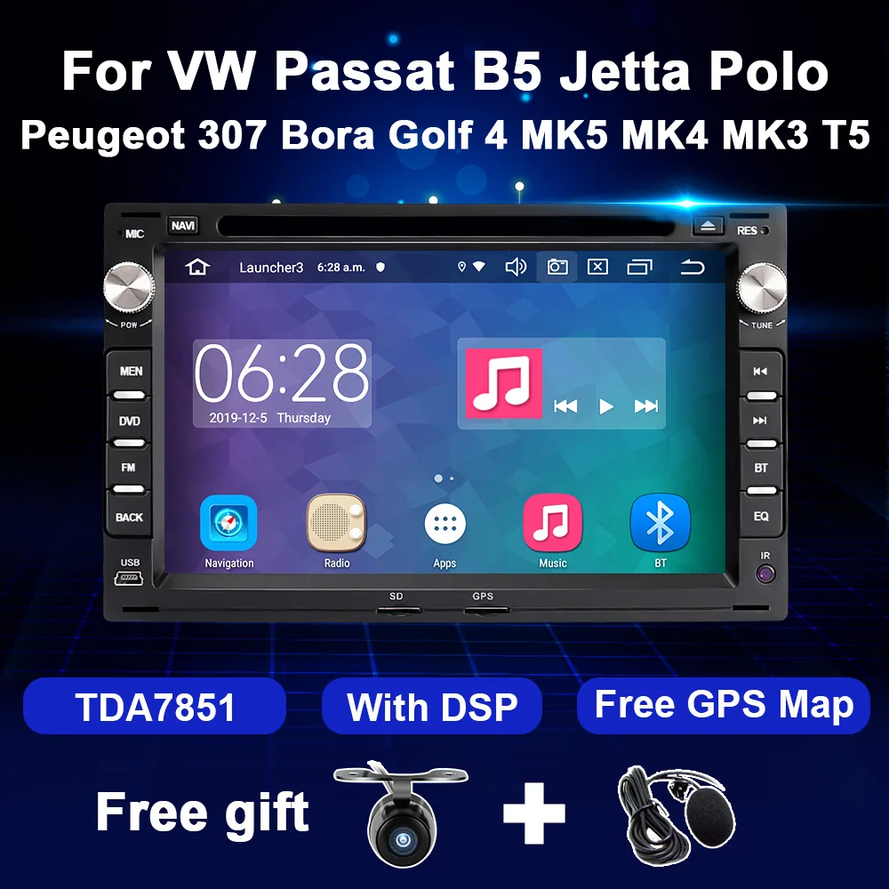Автомагнитола 2 Din на Android 10 для Peugeot 307 VW PASSAT B5 JETTA BORA GOLF 4 POLO MK5 MK4 MK3 T5 мультимедийный