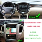Автомагнитола с экраном 12,1 дюйма Tesla для Toyota Highlander Limited 2003-2005, автомобильное радио с GPS, автомобильный мультимедийный видеоплеер