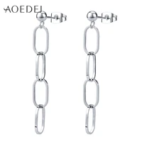 aoedej 316l stainless steel stud earrings for men punk rock jewelry hiphop ear studs male chain pendant earrings