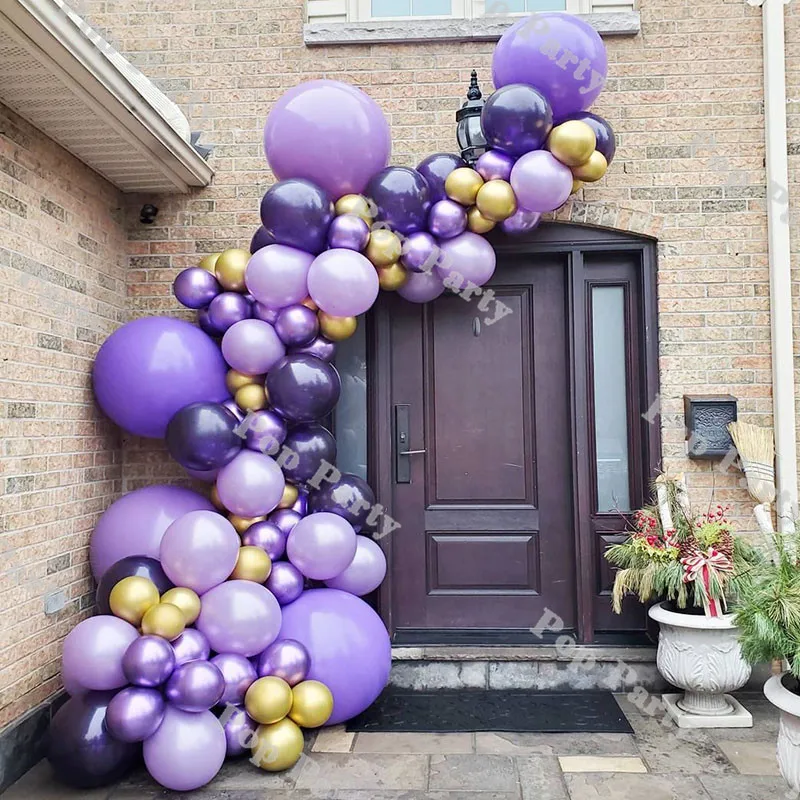 

104 шт., гирлянда с воздушными шарами, украшение для дня рождения, фиолетовые воздушные шары, арочные пастельные сиреневые шары, товары для св...