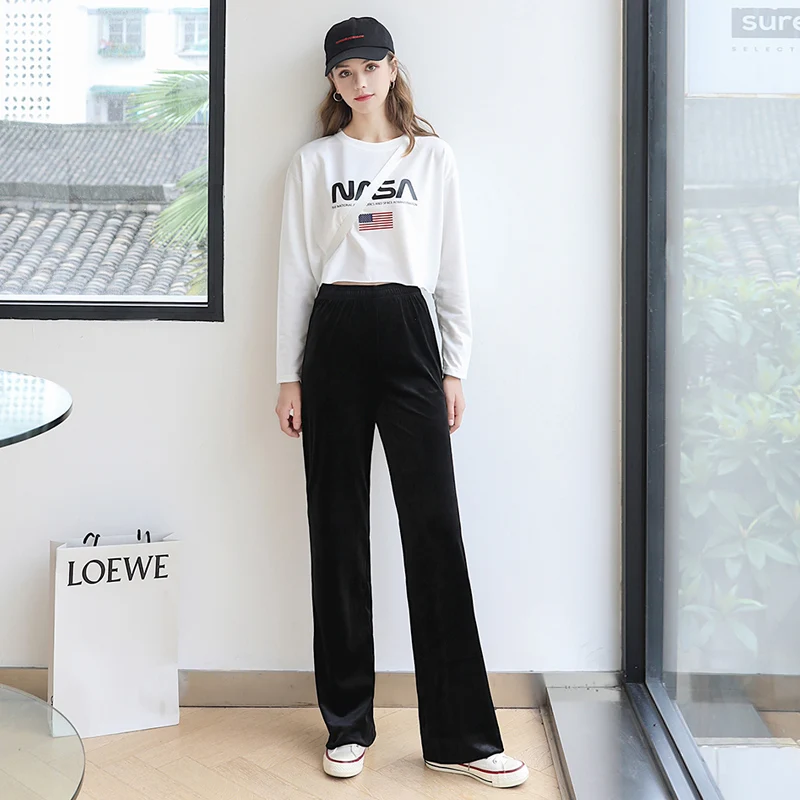 Женские прямые брюки женские с широкими штанинами модная уличная одежда в