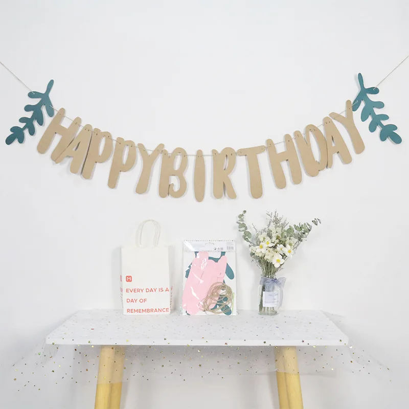 Новый баннер на день рождения гирлянда в виде листьев украшение для вечеринки