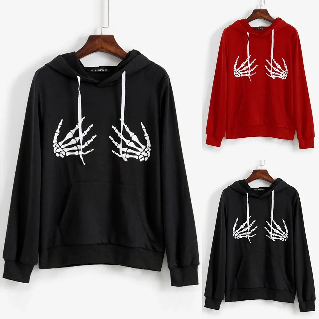 Толстовки женские на Хэллоуин модная женская толстовка со скелетом уличная