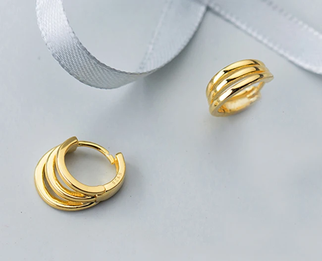 C Gold Color MloveAcc Настоящее 925 пробы серебряные серьги для женщин растительный лист маленькая серьга-кольцо Свадебные серьги Модные ювелирные изделия - Окраска металла: C Gold Color