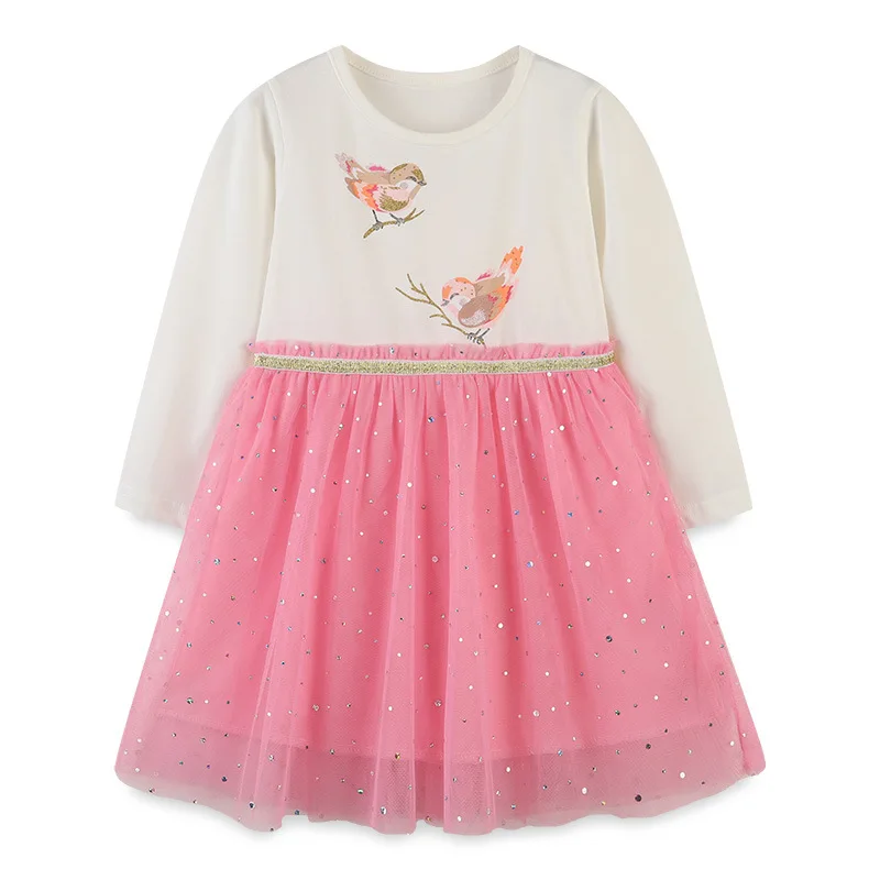 

2021 girls' long sleeve dress autumn new children's leopard screen princess skirt girls' long sleeve dress 1004