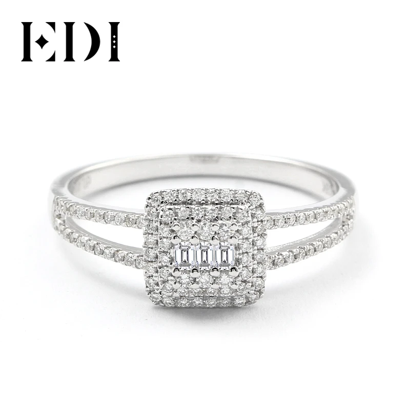 EDI Light роскошное обручальное кольцо с бриллиантами Настоящее 18 к белое золото 0,4 cttw натуральное бриллиантовое Тройное Кольцо Halo Свадебные украшения подарок