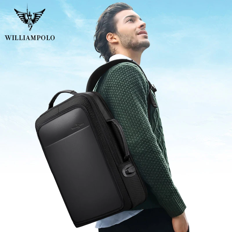 Рюкзак WILLIAMPOLO мужской для ноутбука 15-17 дюймов с USB-зарядкой и защитой от краж 2020 |