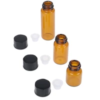10 pcs universal 1ml mini amber empty glass essential oil bottle perfume sample vial with orifice reducer cap black container