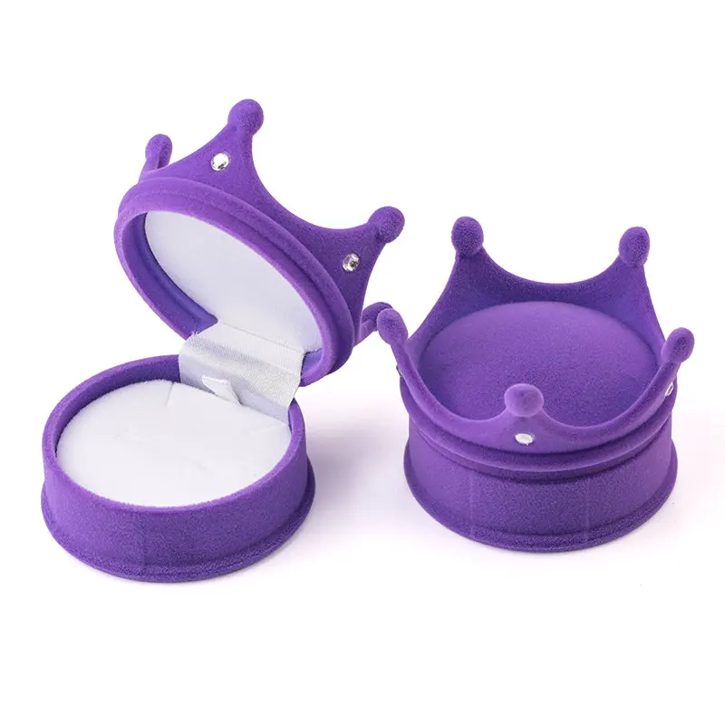 Crown-purple 1 шт. прекрасный бархатный контейнер для ювелирных изделий коробка для свадебных колец для сережек Ожерелье Браслет Дисплей Подарочная коробка держатель 16 стилей - Цвет: Crown-purple