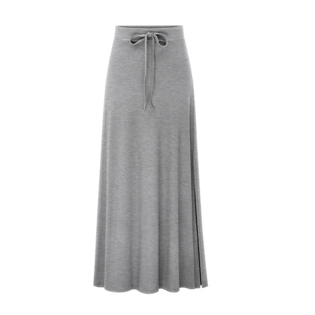 Осень Зима Сплит Твердые Юбки Женская Повседневная сумка с оборками бедра