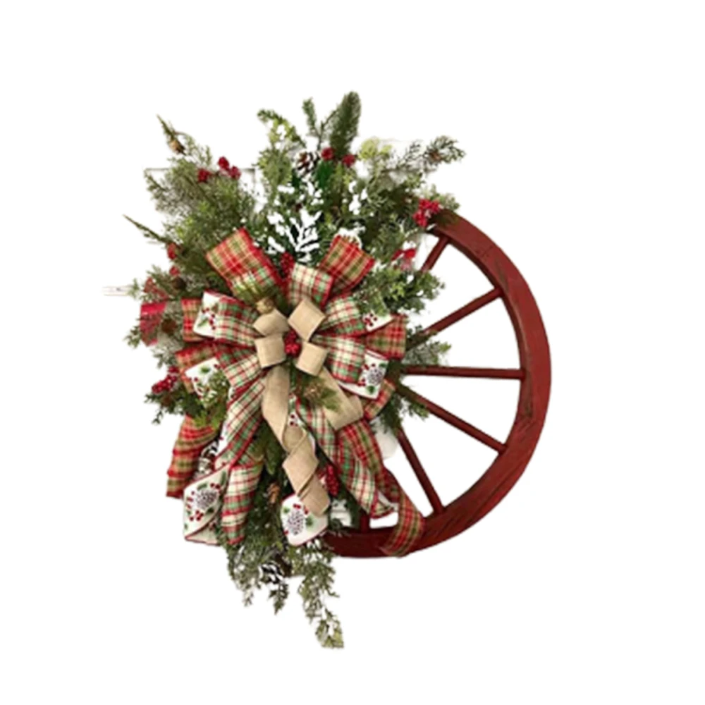 

Украшения для дома, рождественские украшения, указанные круглые деревянные гирлянды, колесо, новинка для подарка, бант, венок для фермерско...