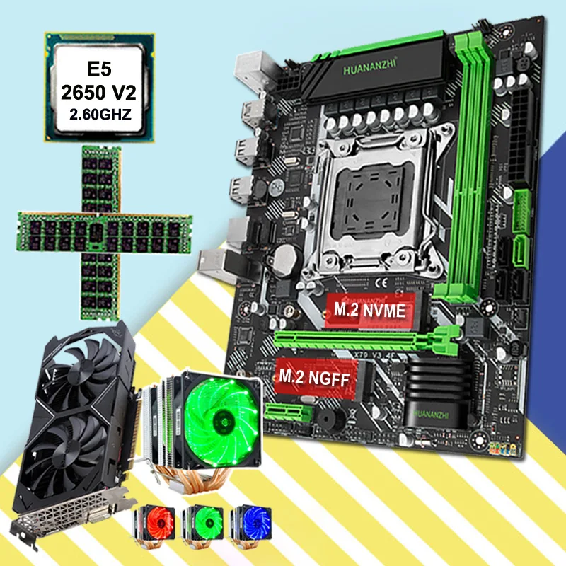 Детали для компьютера HUANANZHI DIY X79 материнская плата ЦП Xeon E5 2650 V2 6 Трубок охладитель