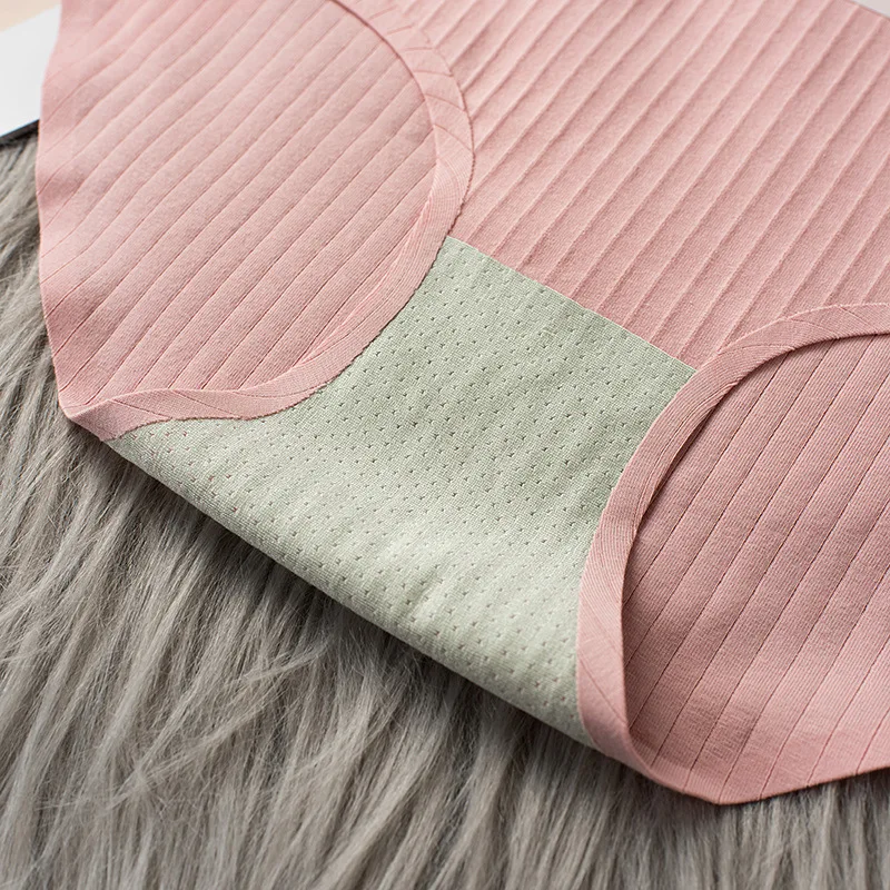 Женское нижнее белье с рисунком Хлопковые бесшовные в полоску трусы однотонное