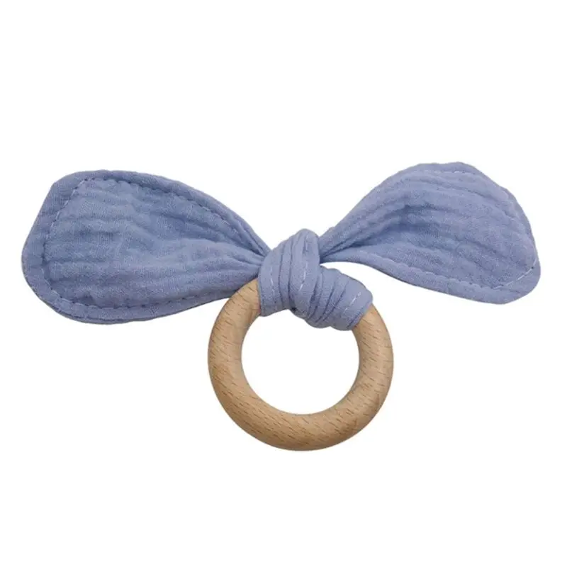 

Baby Cotton Bibs Beech Wooden Ring Pacifier Rabbit Bunny Ear Teether Saliva Towel Teething Chewing Soother Molar Kit Infant Toy