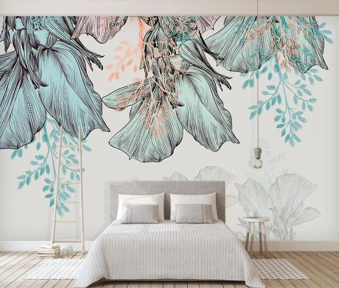 Цветочная настенная бумага недорогая Настенная роспись HD Минималистичная