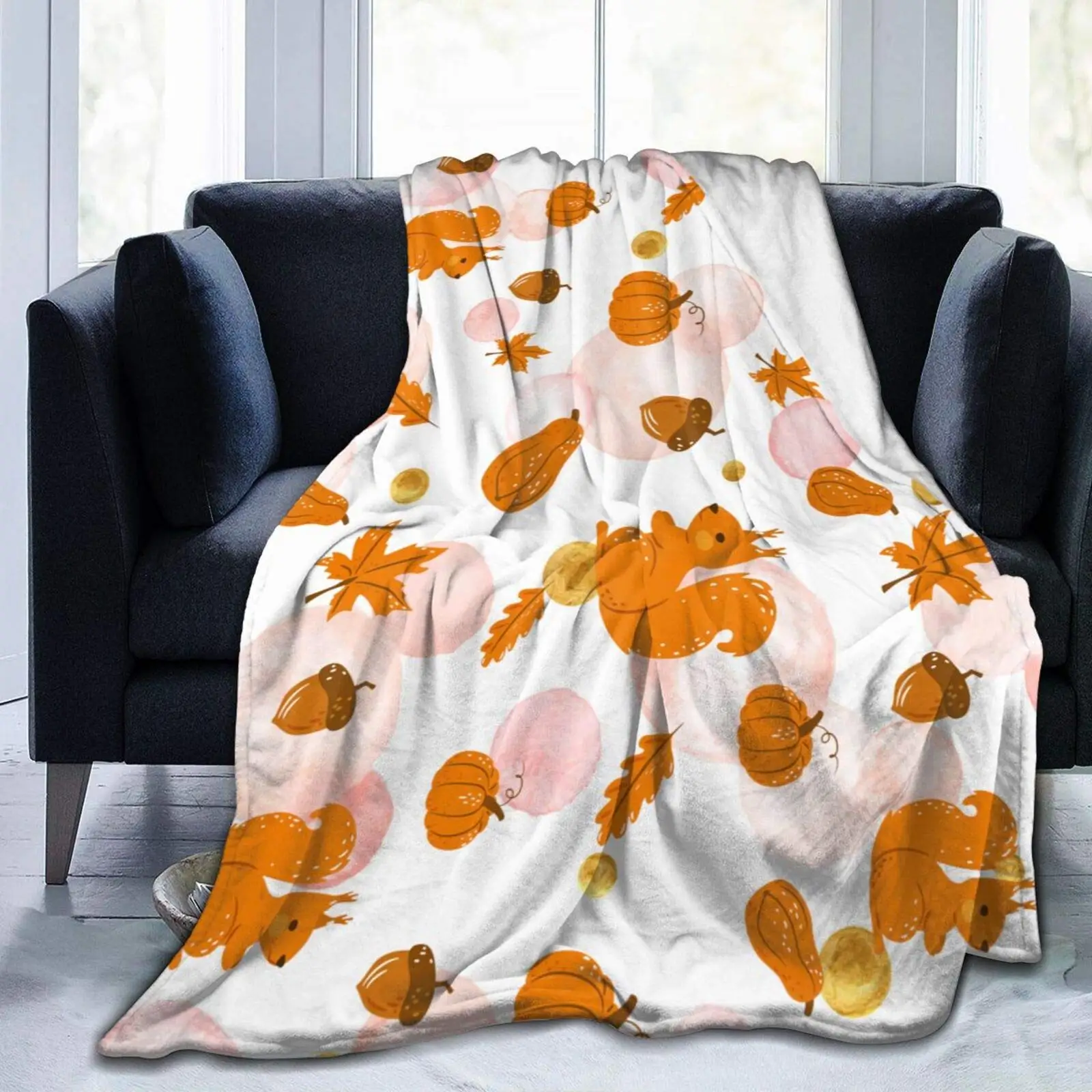 

Fall Squirrel Blanket Flannel Throw Blanket Ultra Soft Micro Fleece Blanket Bed Couch Living Room 100x120cm for Baby