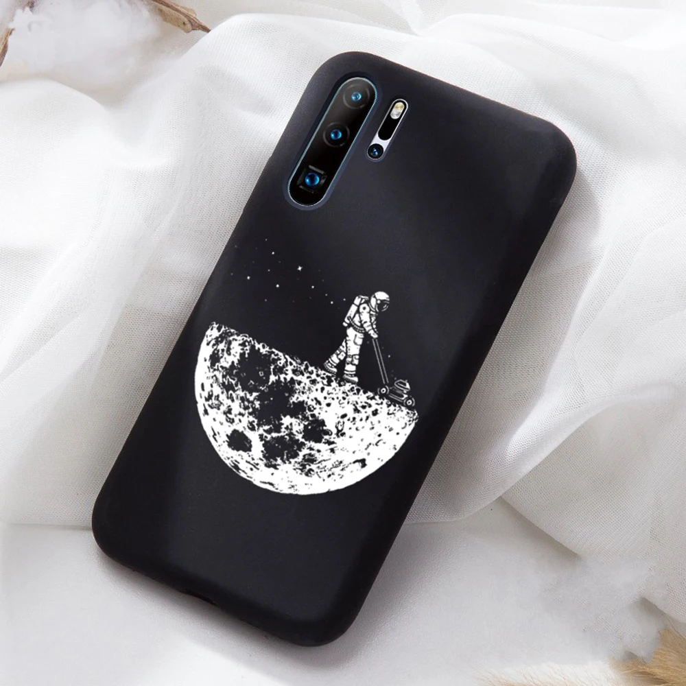 Мягкий ТПУ Матовый чехол с космонавтом луной для huawei P20 P20Lite P20Pro P30 чехол Fundas Coque чехол для huawei Honor 10 20 чехол