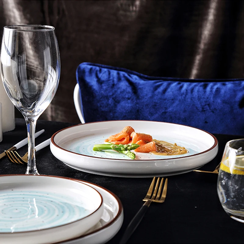 Фарфоровое блюдо MUZITY керамическая круглая фотопластина тарелки для салатов или