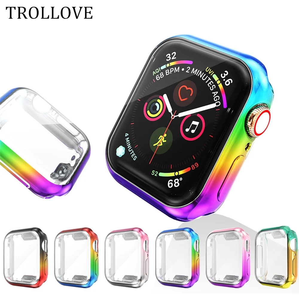 Чехол для часов Apple Watch Series 5 4 3 2 1 чехол 40 мм 44 тонкий градиентный из ТПУ Защита