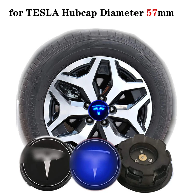 Водонепроницаемая светодиодная Синяя лампа 57 мм логотип TESLA ступицы колеса