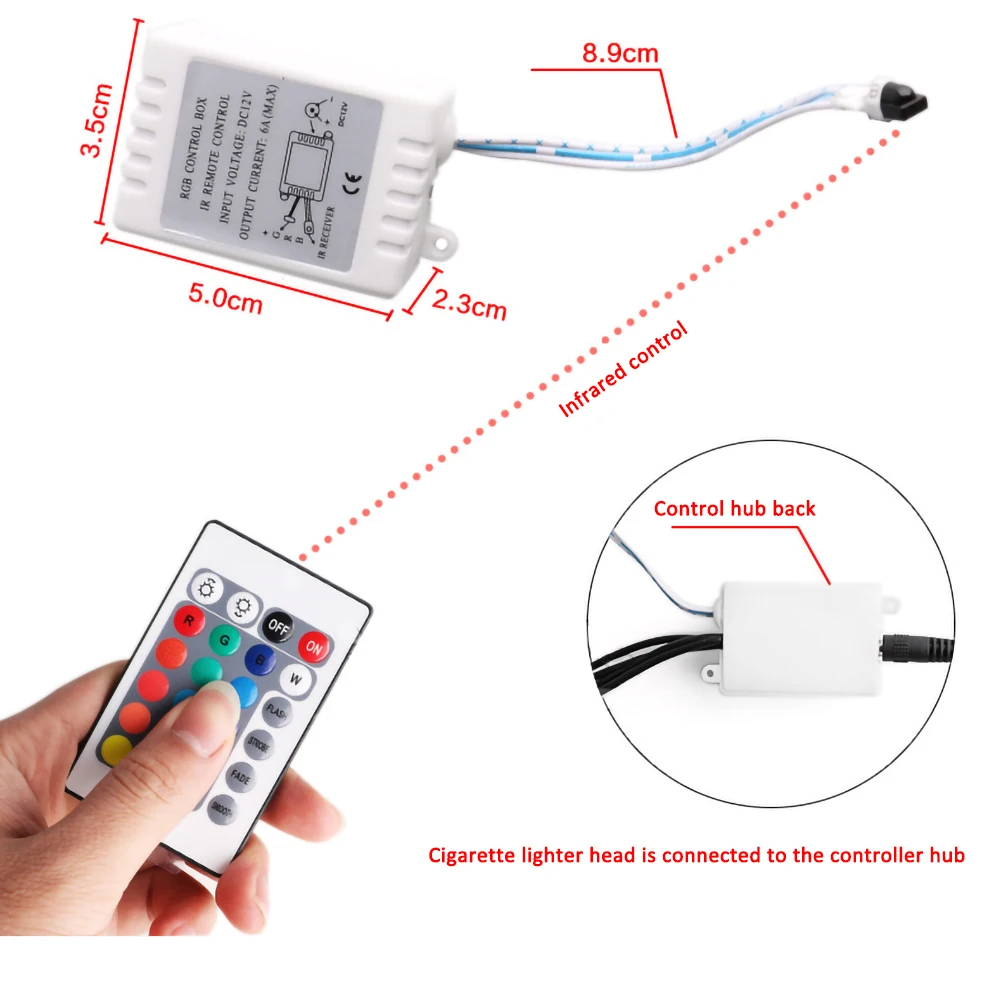 Внутренние светодиодные лампы для автомобиля 4 в 1 цветная световая панель RGB 9