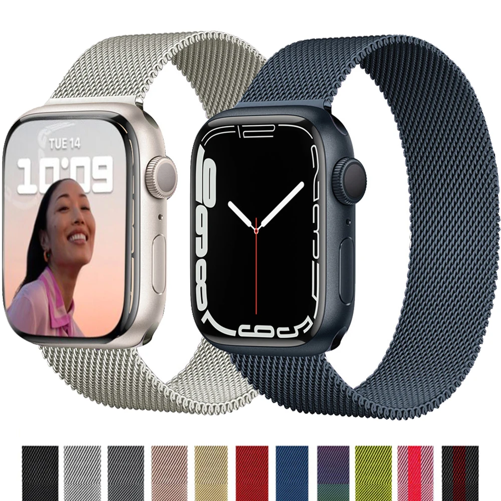 

Strap For Apple watch band 45mm 41mm 44mm 40mm 38mm 42mm 44 45 mm Magnetic Loop Metal correa bracelet iWatch 3 4 5 6 se 7 band
