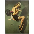 Привлекательные чулки, расписанные вручную, на высоком каблуке, полуобнаженная девушка, красивая картина для вызовов, домашний декор для бара, наклейка, ретро постер из крафт-бумаги