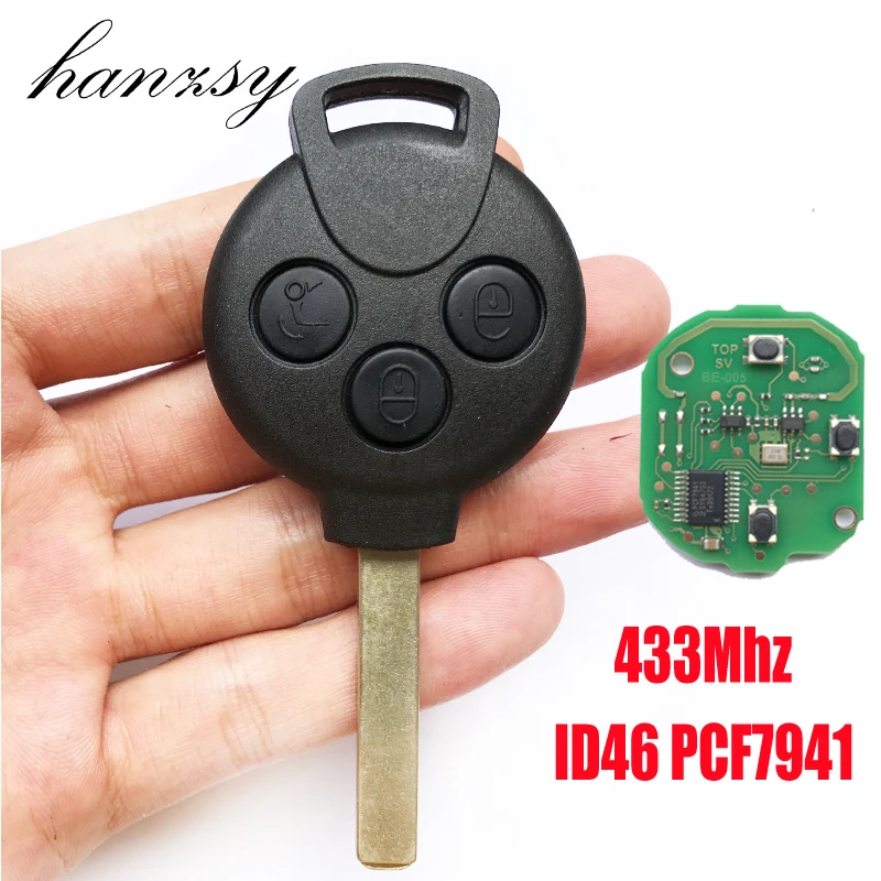 

3 Buttons PCF7941 433Mhz Remote Key for Mercedes Benz MB Smart City 451 Fortwo Forfour Complete ID46 Tranponder Chip Smart Key
