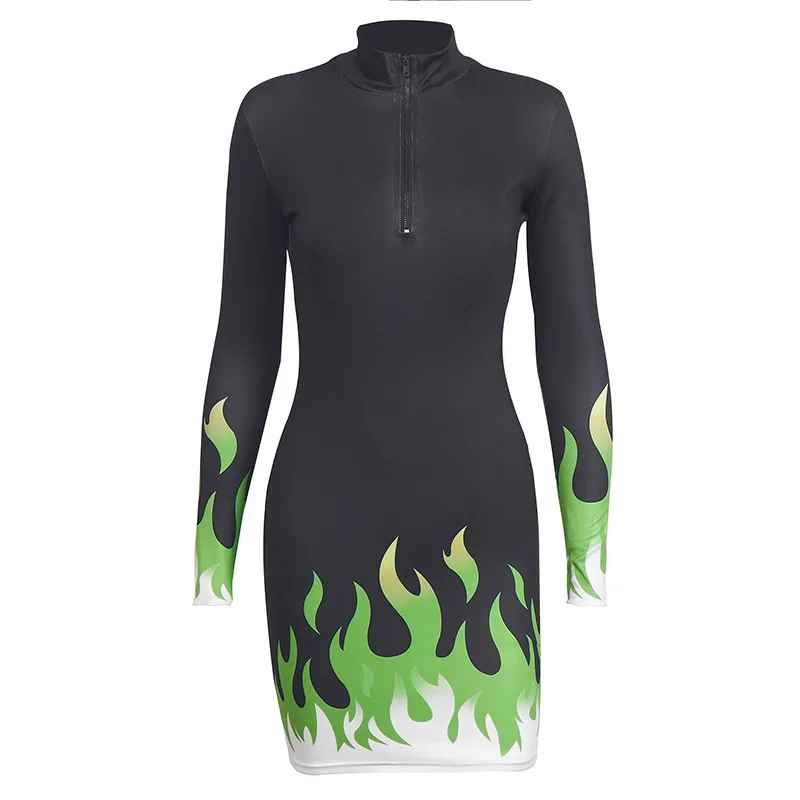 Женское облегающее платье Shestyle с неоновым принтом на молнии осеннее высоким